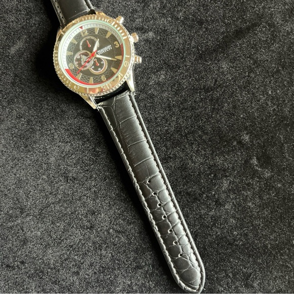 Atlas For Men Watch - Black Faux Leather Strap- No Box - Picture 2 of 10